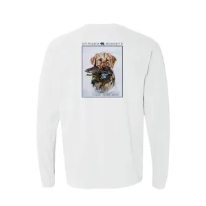 Duck head Long Sleeve Duck Dog Tee - White