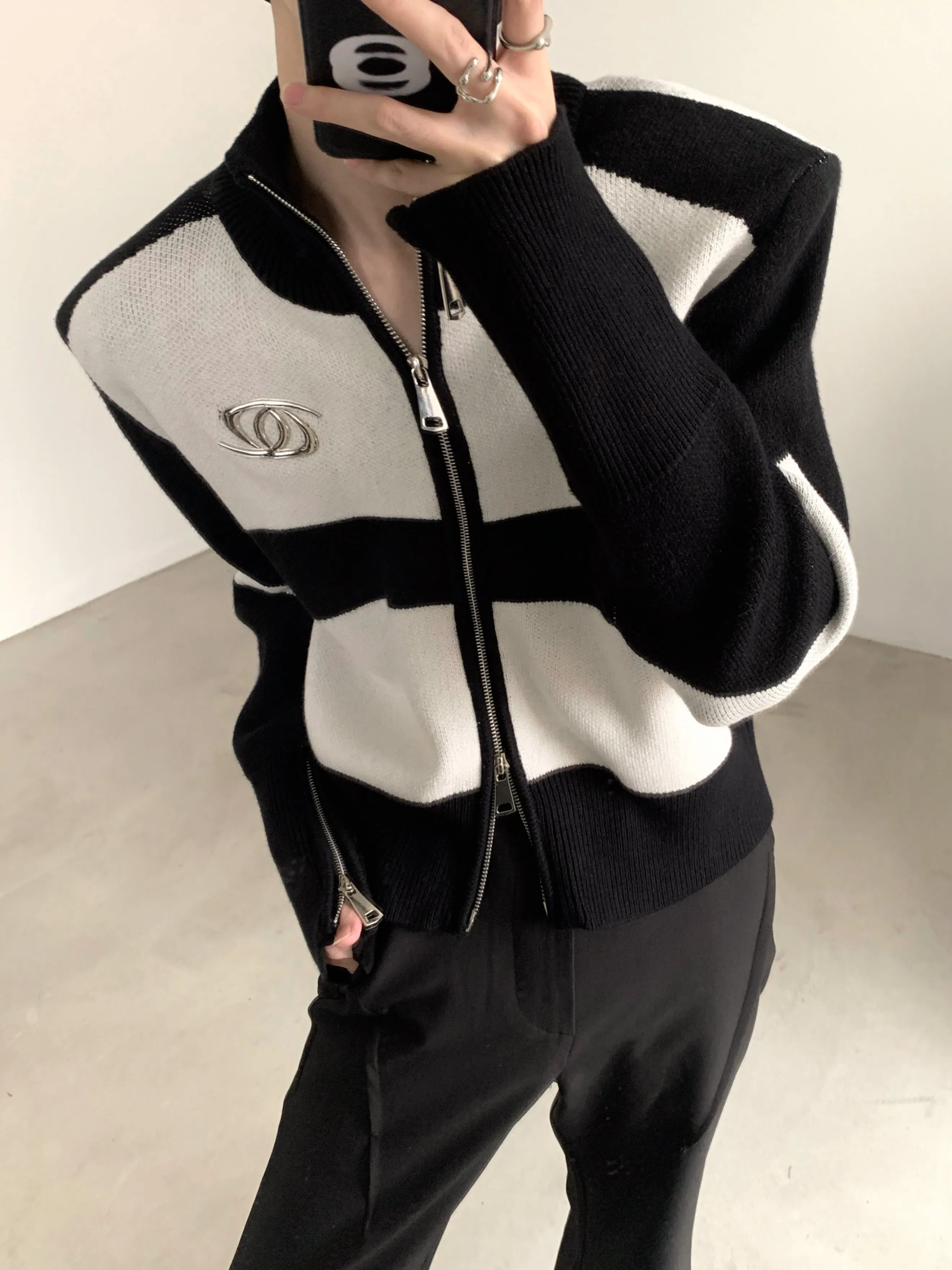 【23s November.】Metal Zipper Sweater Jacket