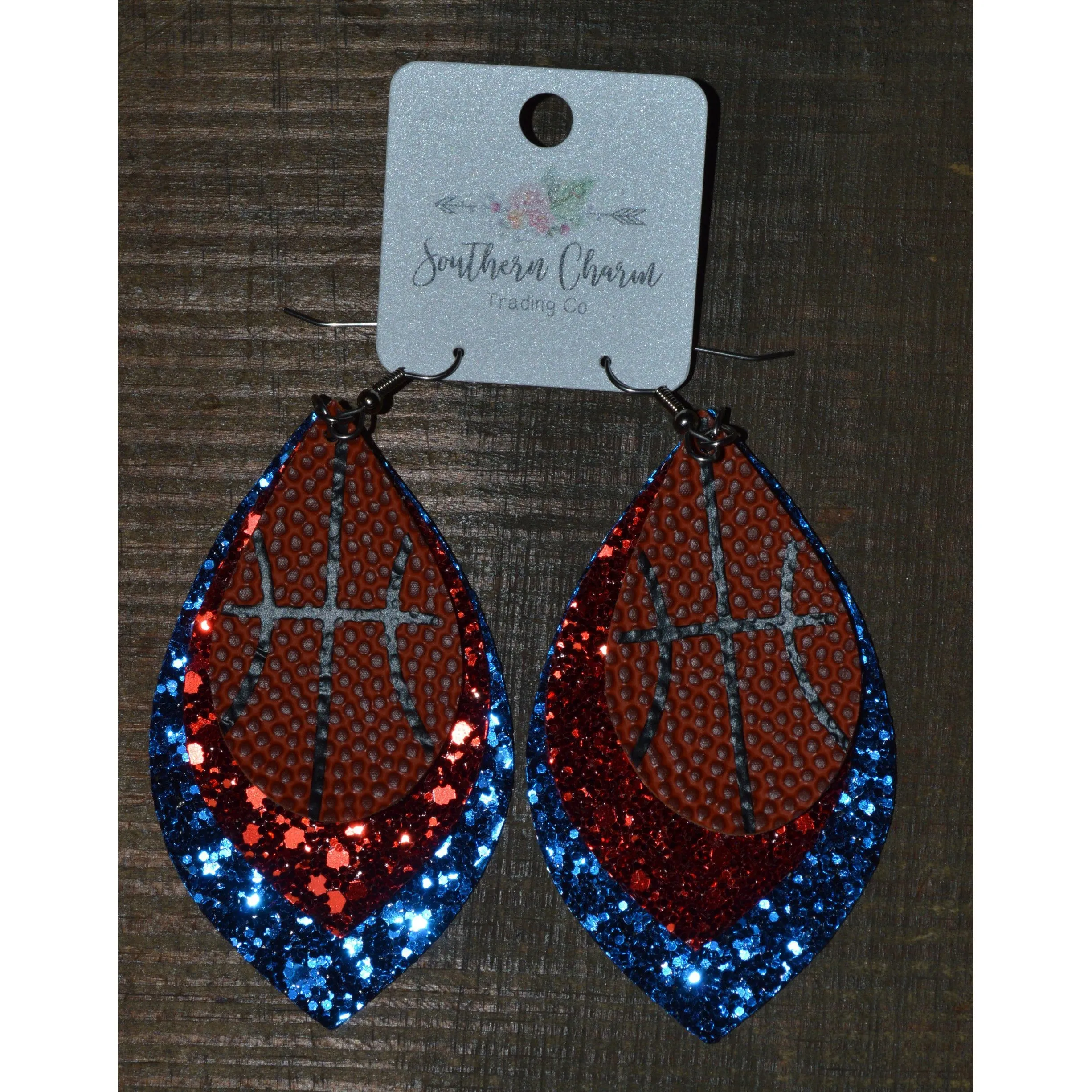 3" Layered Teardrop Basketball Earrings