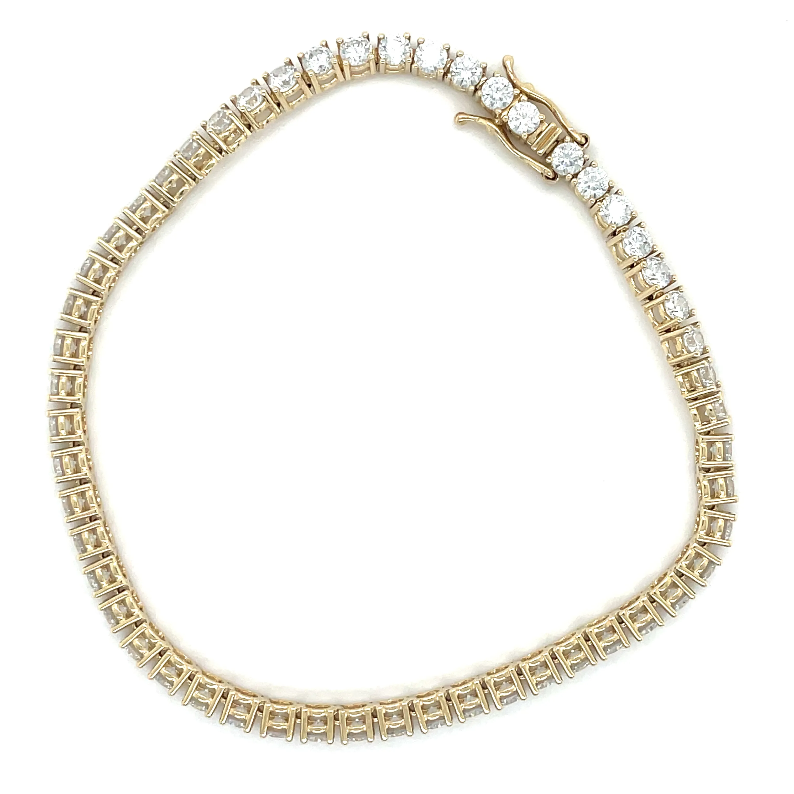 9ct Yellow Gold Cz Tennis Bracelet