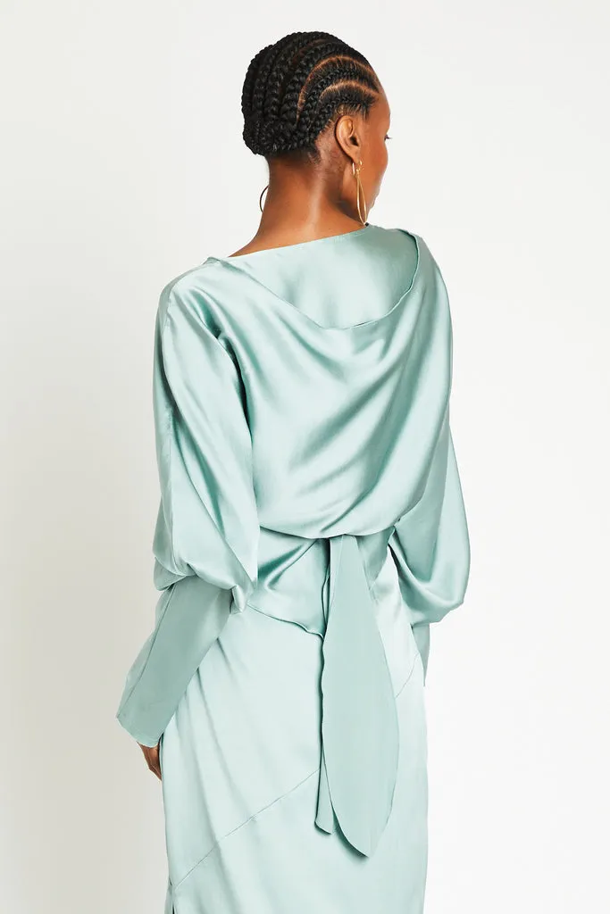 ALI SILK WRAP TOP - MINT