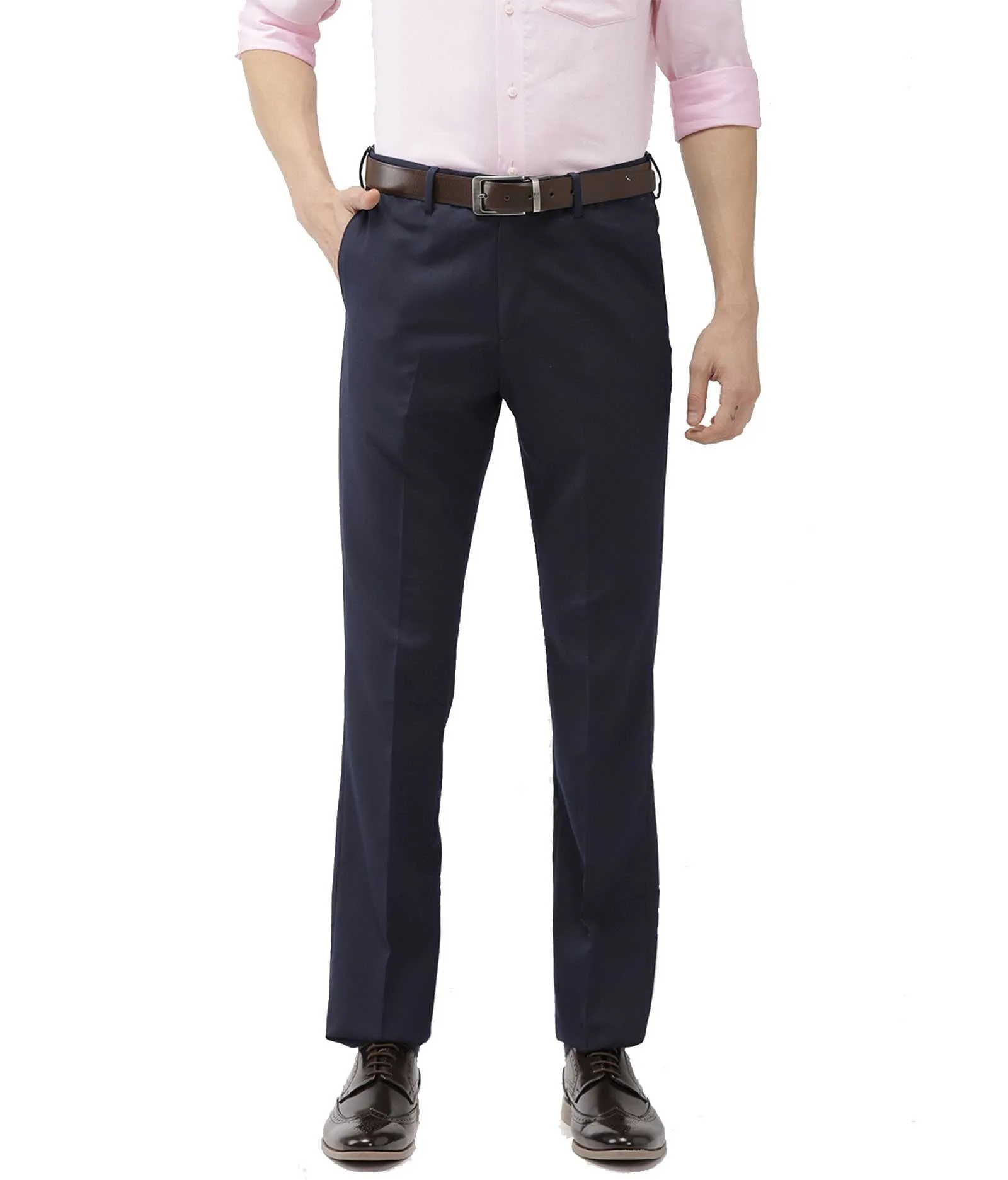 American-Elm Mens Navy Blue Cotton Formal pant for men | Slim fit Mens Formal Trouser