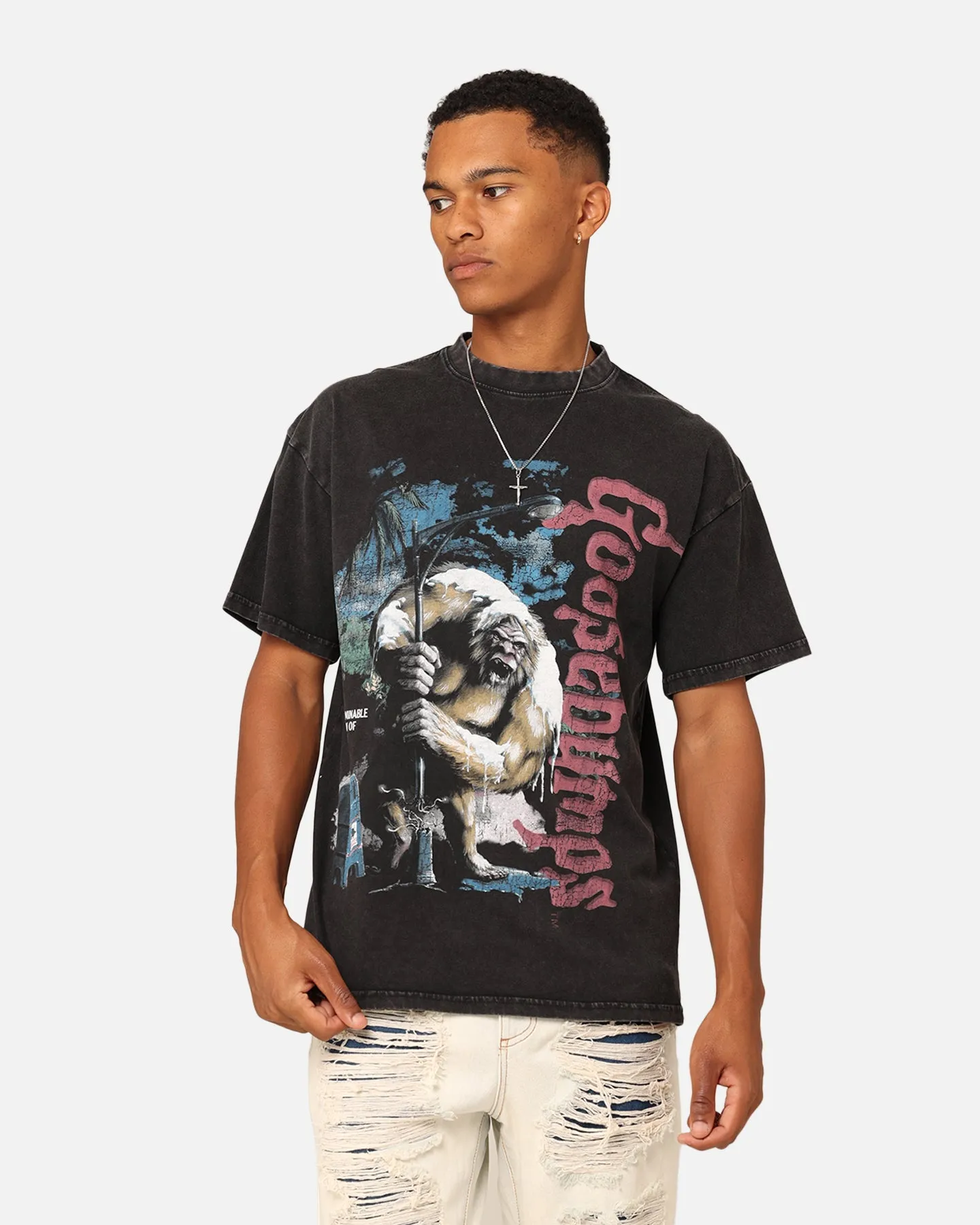 American Thrift X Goosebumps Abominable Snowman Vintage T-Shirt Black Wash