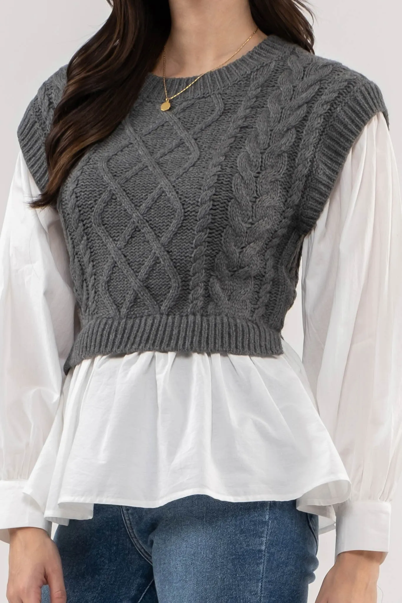 Archer Layered Round Neck Knit Sweater Vest Top *FINAL SALE*