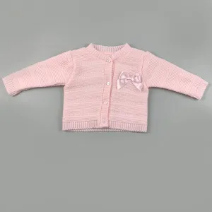 Baby Girls Knit Cardigan with Bow - Pink