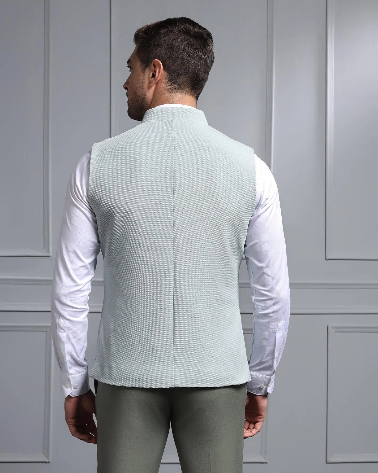 Bandhgala Formal Mint Textured Waistcoat - Cade