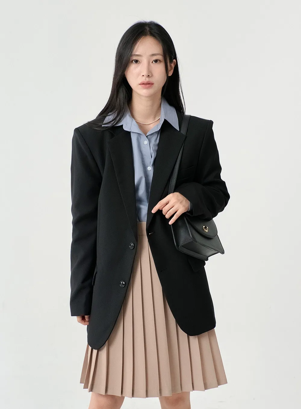 Basic Two Button Blazer with Pocket OS06