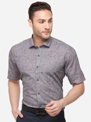 Blue & Brown Printed Slim Fit Party Wear Shirt | JB Studio