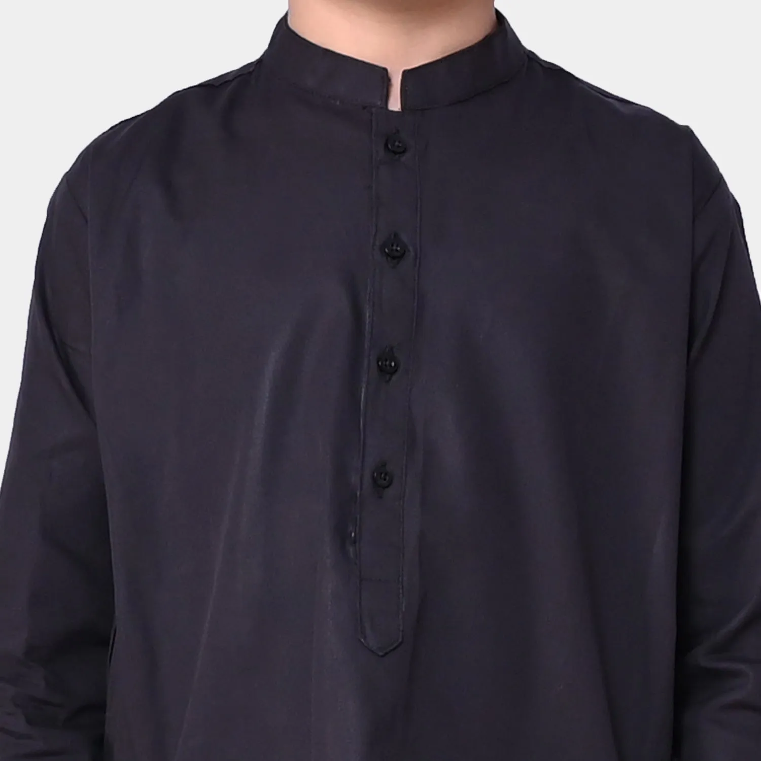 Boys Cotton Basic Kurta - BLACK