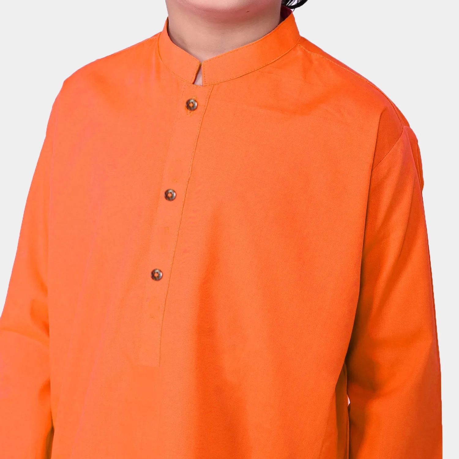 Boys Cotton Basic Kurta  - ORANGE