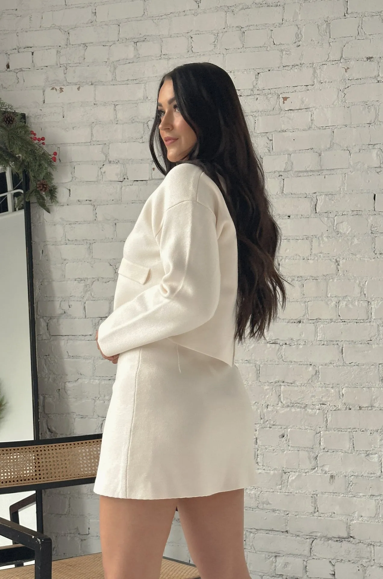 Brooke Ivory Knit Skirt Set