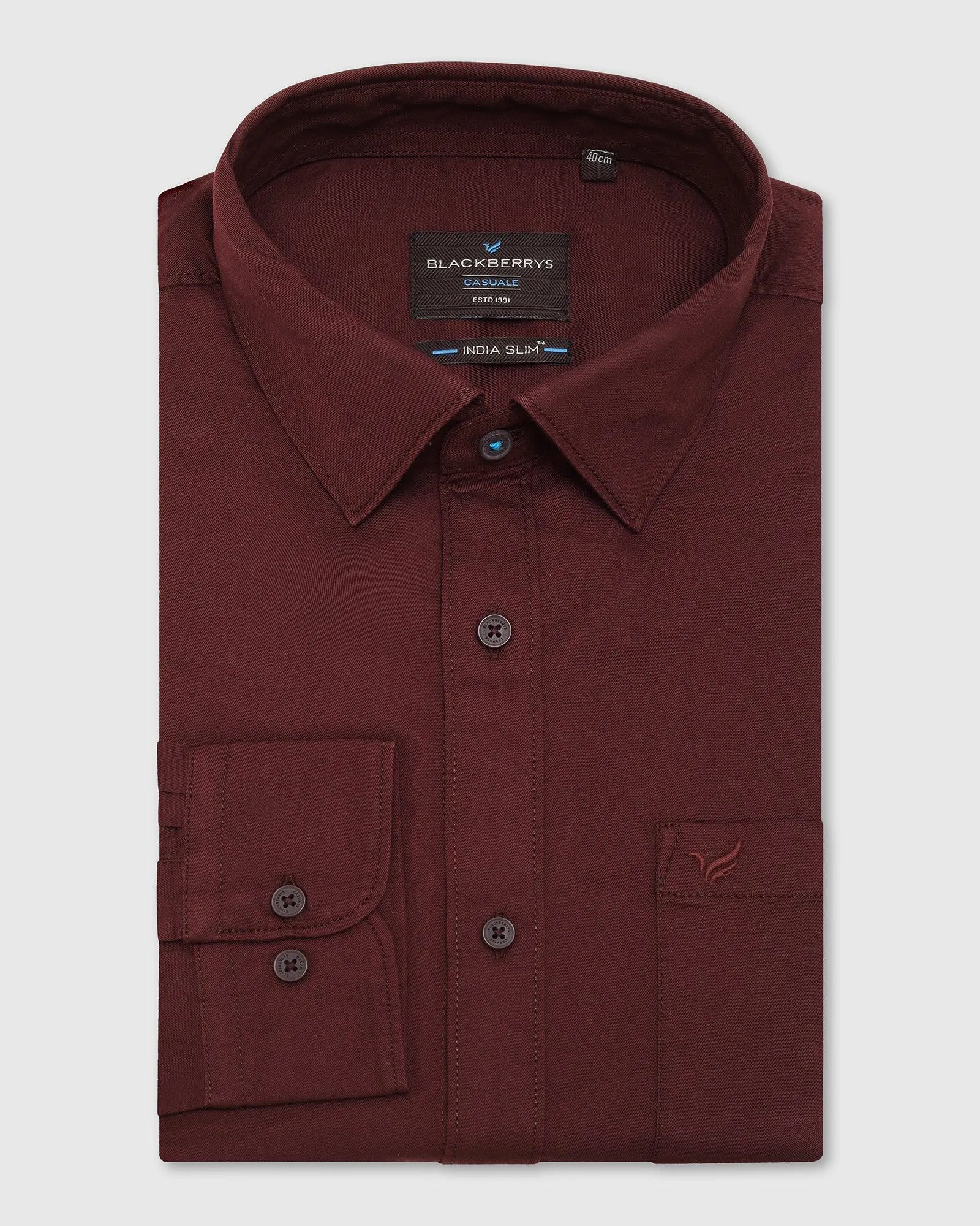 Casual Wine Solid Shirt - Mandy