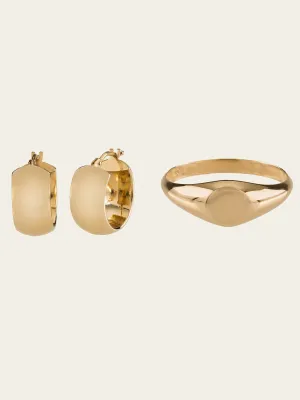 Classic Gold Set (Ring   Huggies)