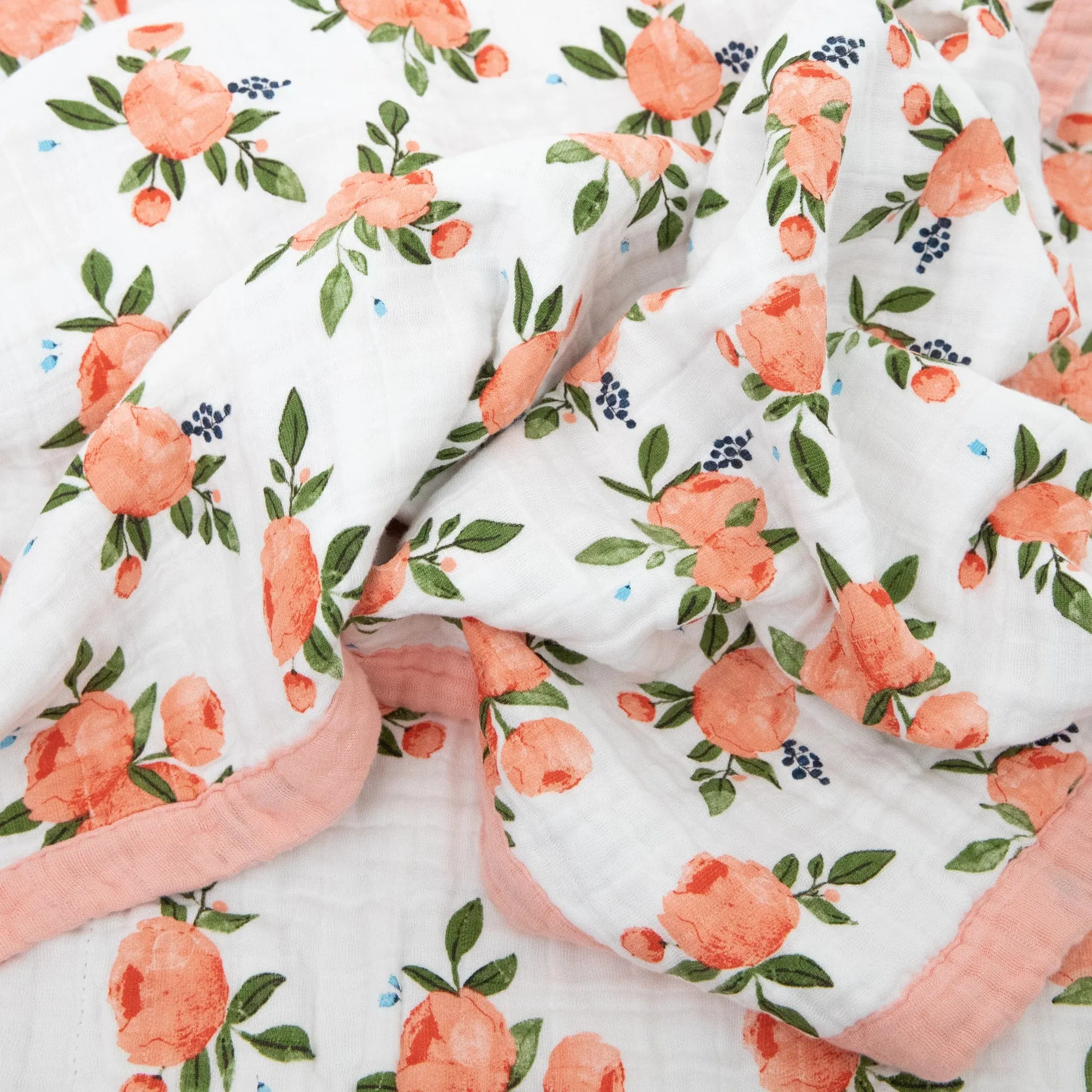 Cotton Muslin Quilted Throw - Watercolor Roses