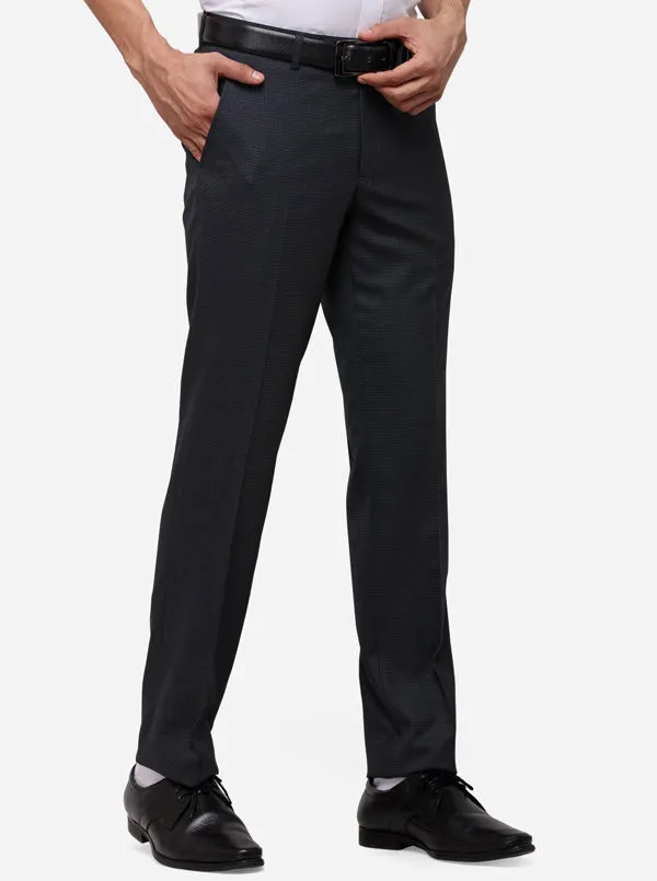 Dark Grey Slim Fit Solid Formal Trouser | Metal