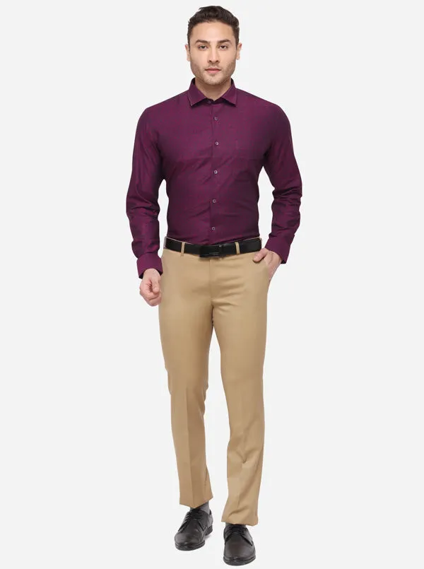 Dark Purple Printed Slim Fit Formal Shirt | Metal