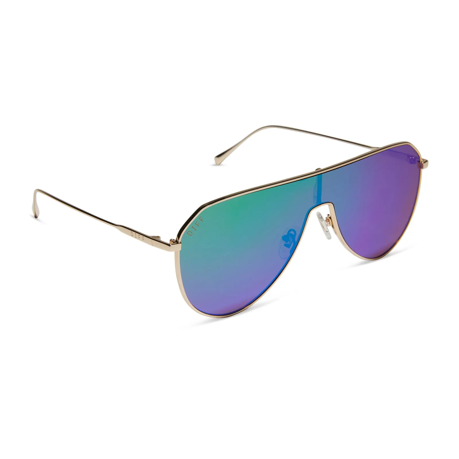 DASH SHIELD - GOLD   GREEN MIRROR SUNGLASSES