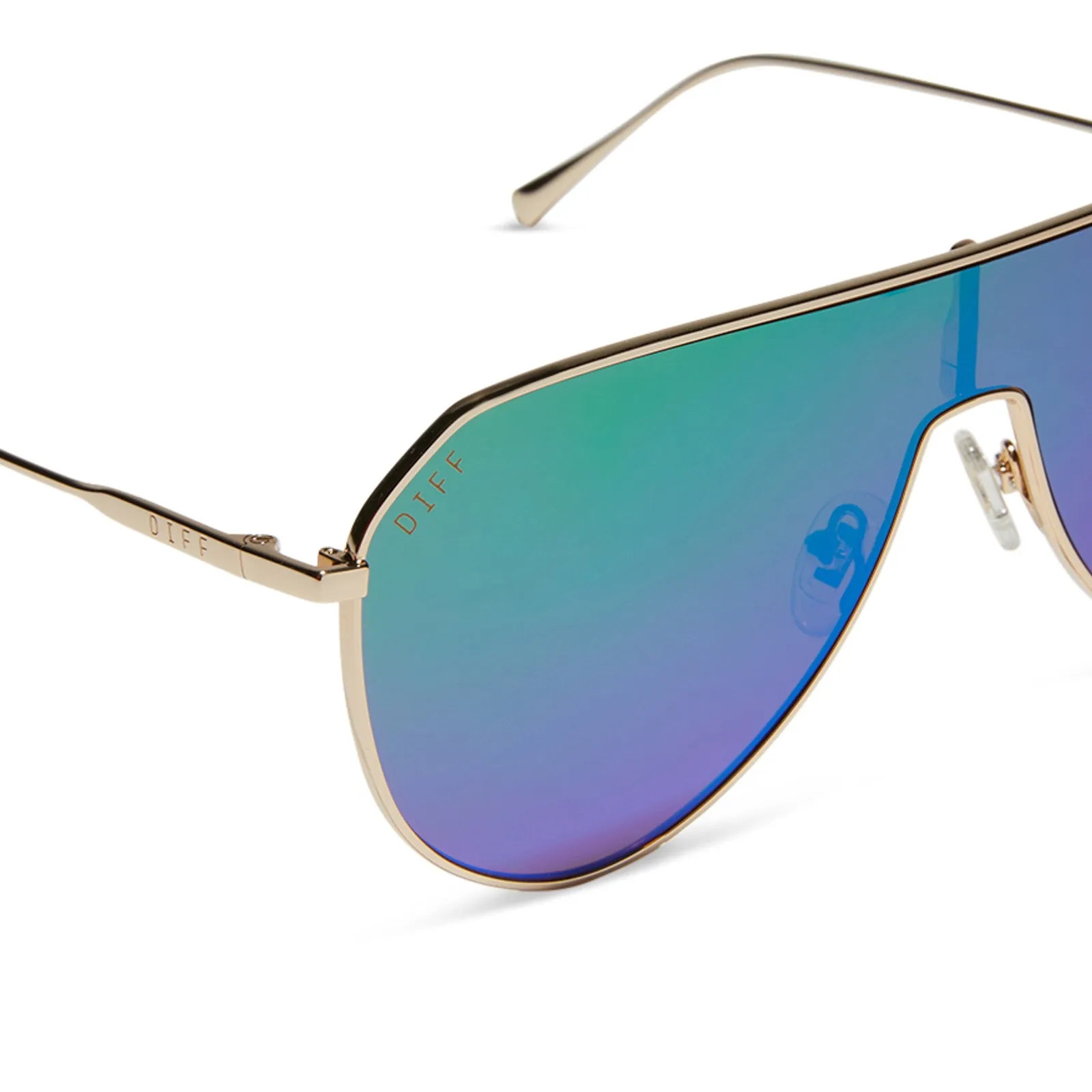 DASH SHIELD - GOLD   GREEN MIRROR SUNGLASSES