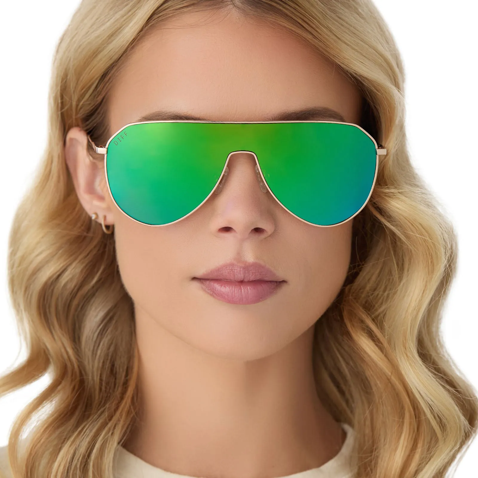 DASH SHIELD - GOLD   GREEN MIRROR SUNGLASSES