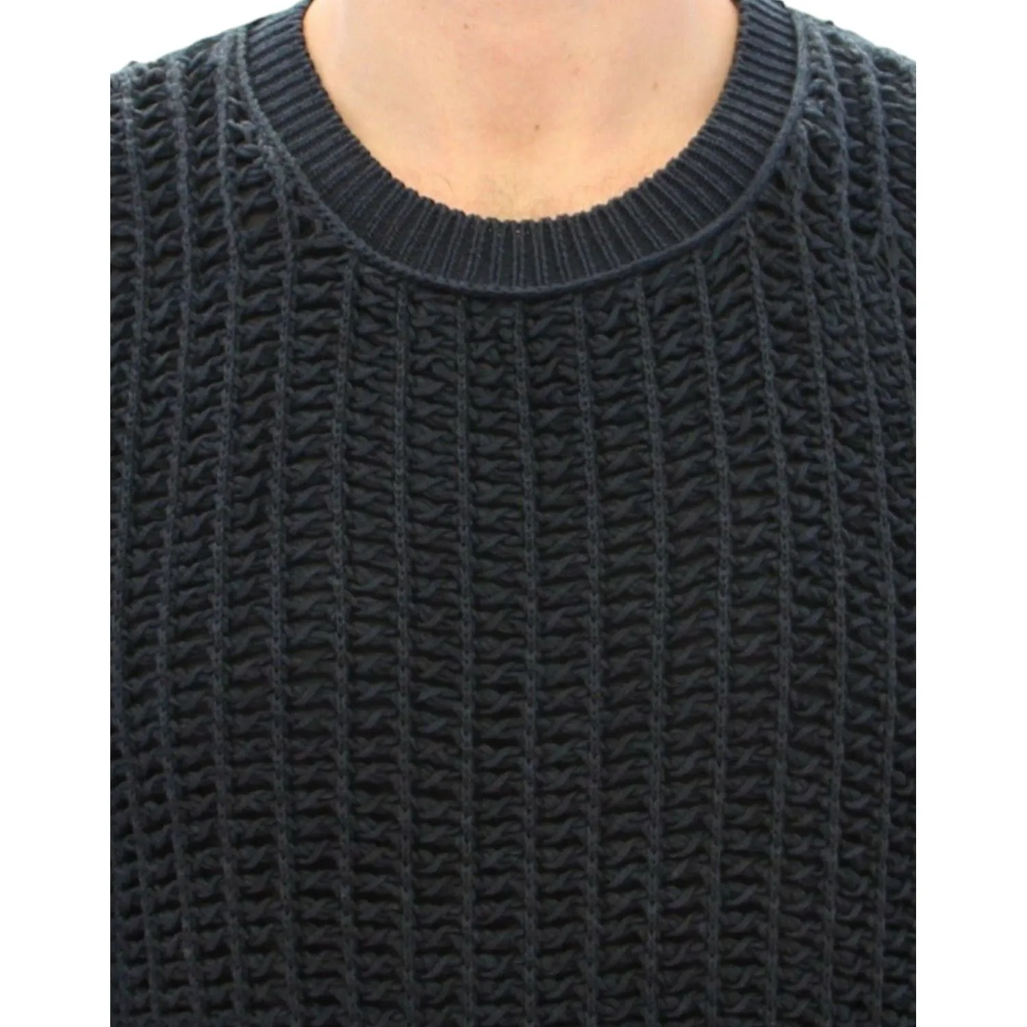 Dolce & Gabbana Elegant Blue and Black Layered Sweater