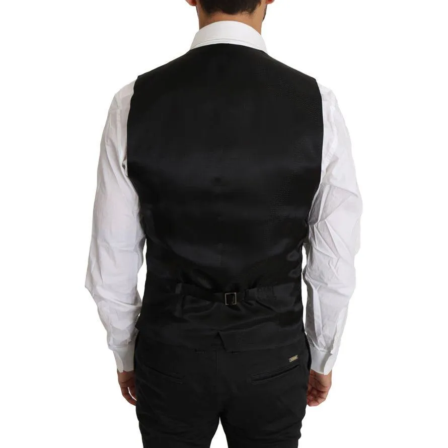 Dolce & Gabbana Sleek Black Wool-Silk Formal Vest