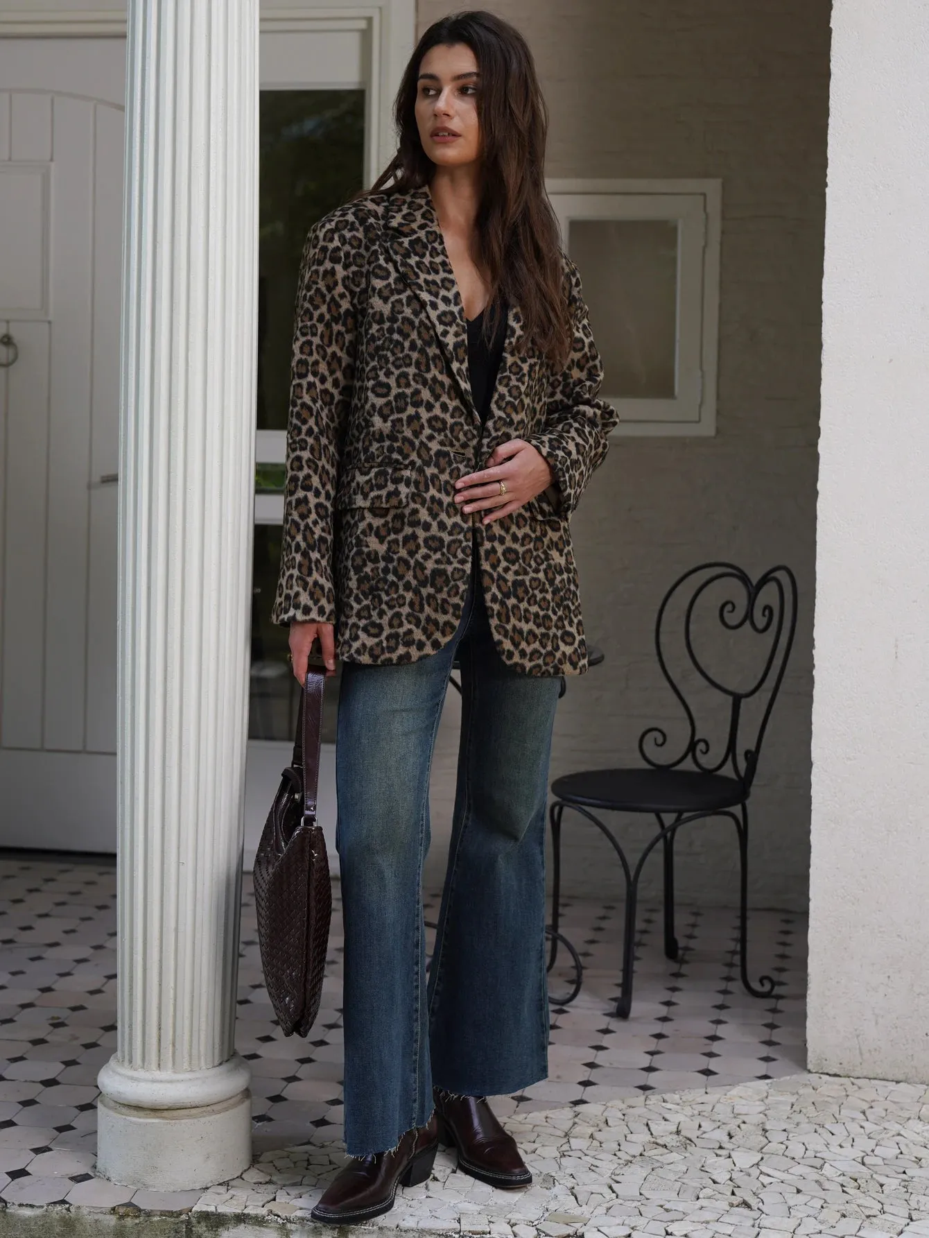 Fashionkova 2024 Fall / Autumn Winter New Women Fashion Basic Leopard Jacket Basic Blazer