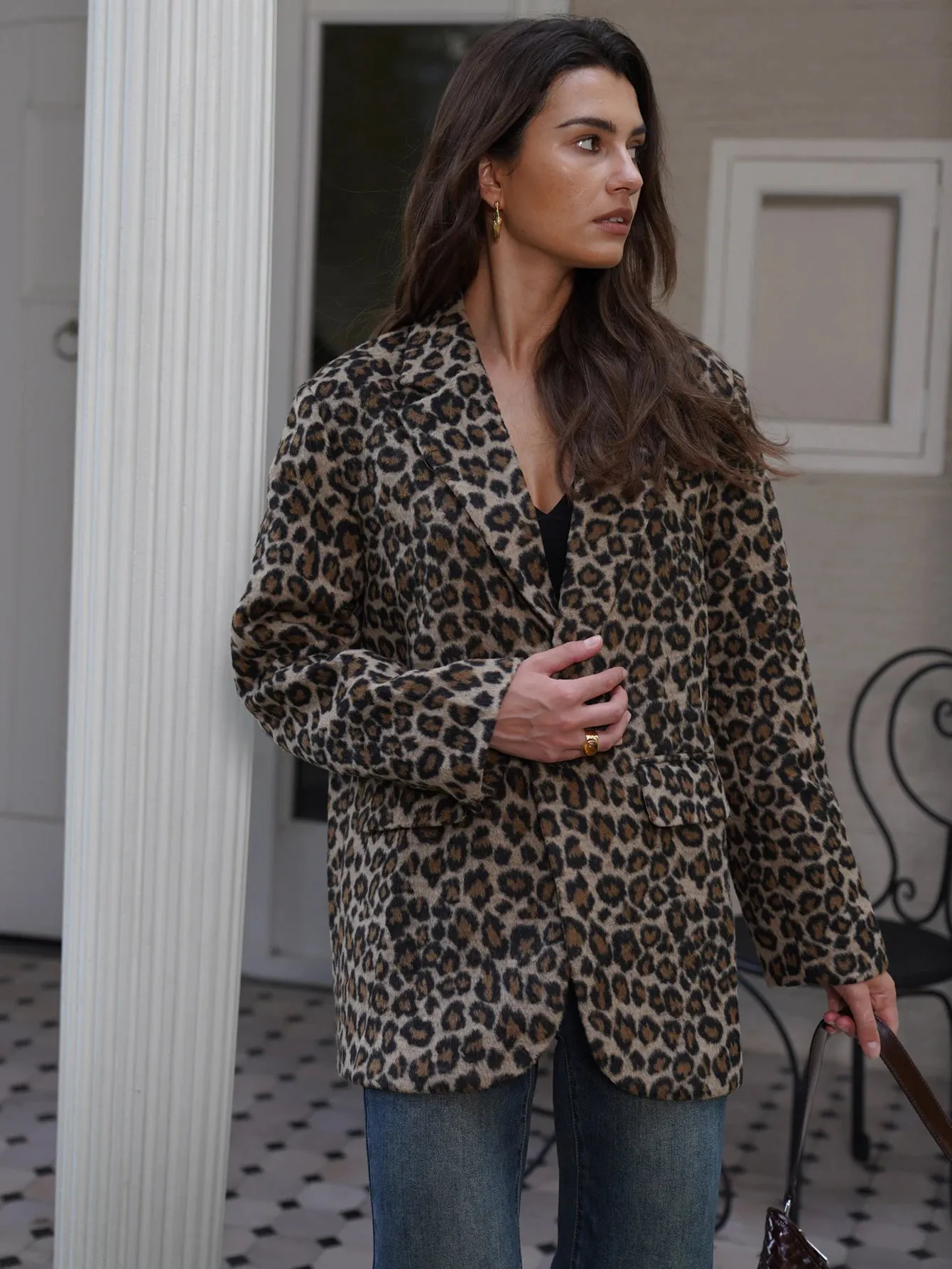 Fashionkova 2024 Fall / Autumn Winter New Women Fashion Basic Leopard Jacket Basic Blazer