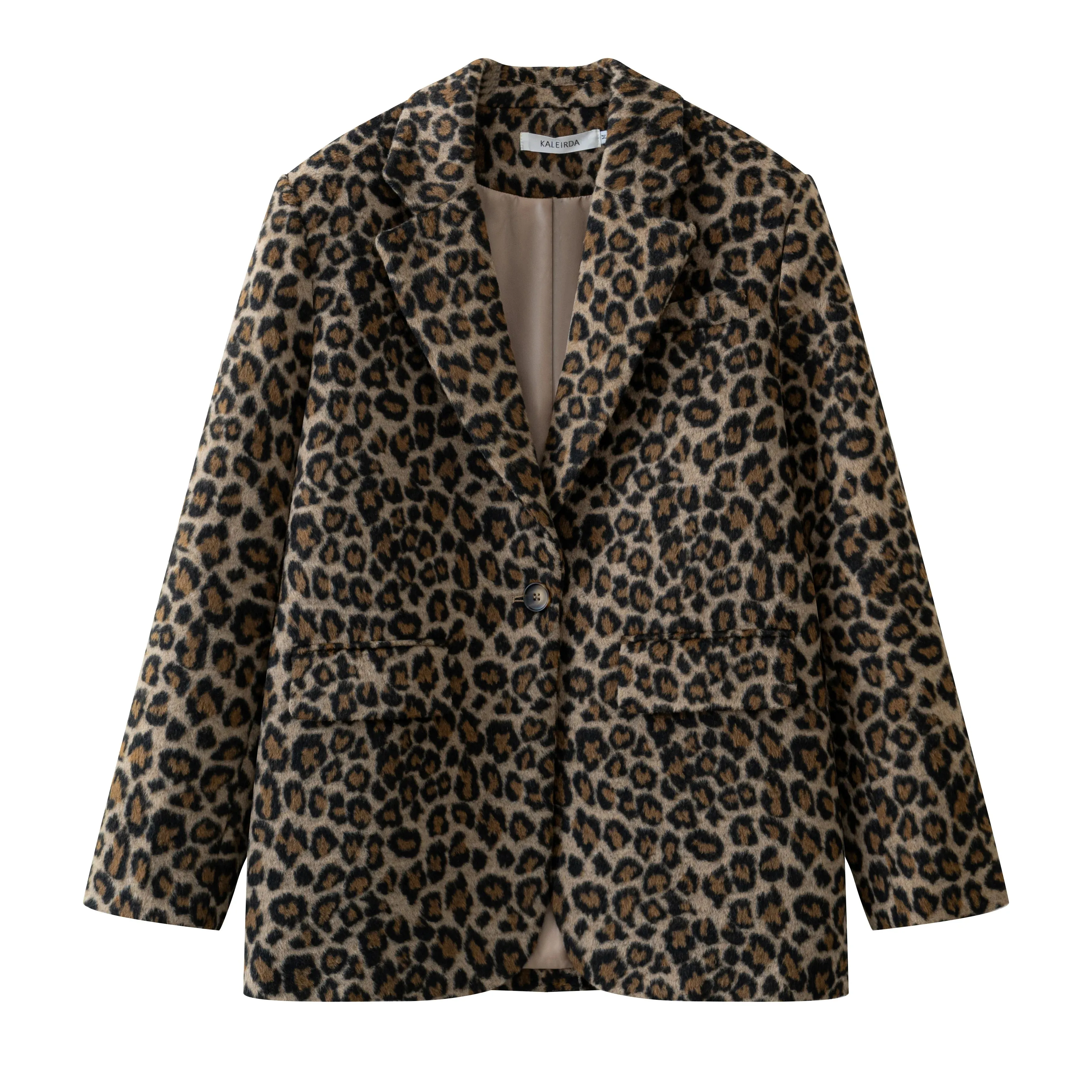 Fashionkova 2024 Fall / Autumn Winter New Women Fashion Basic Leopard Jacket Basic Blazer