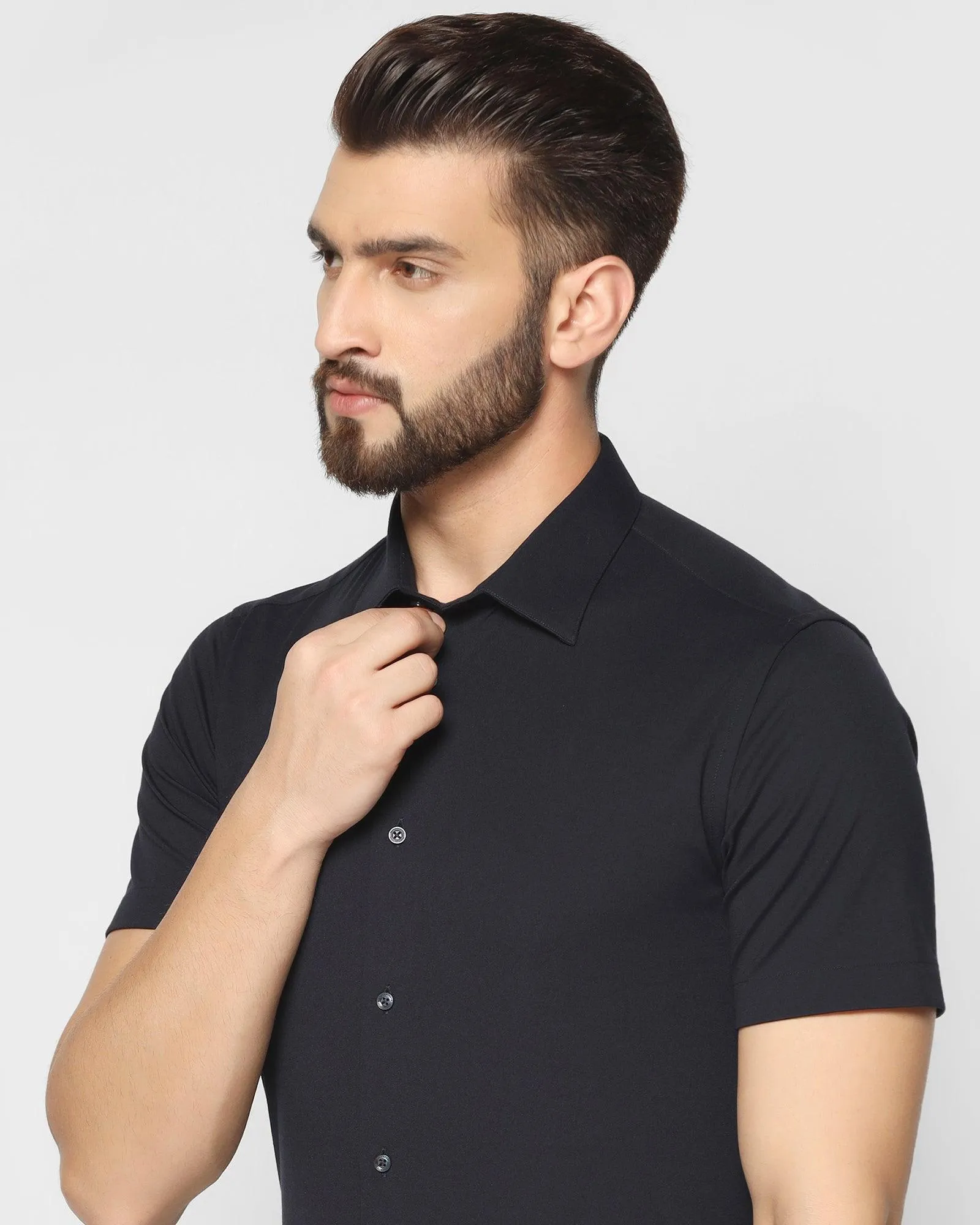 Formal Half Sleeve Navy Solid Shirt - Primus