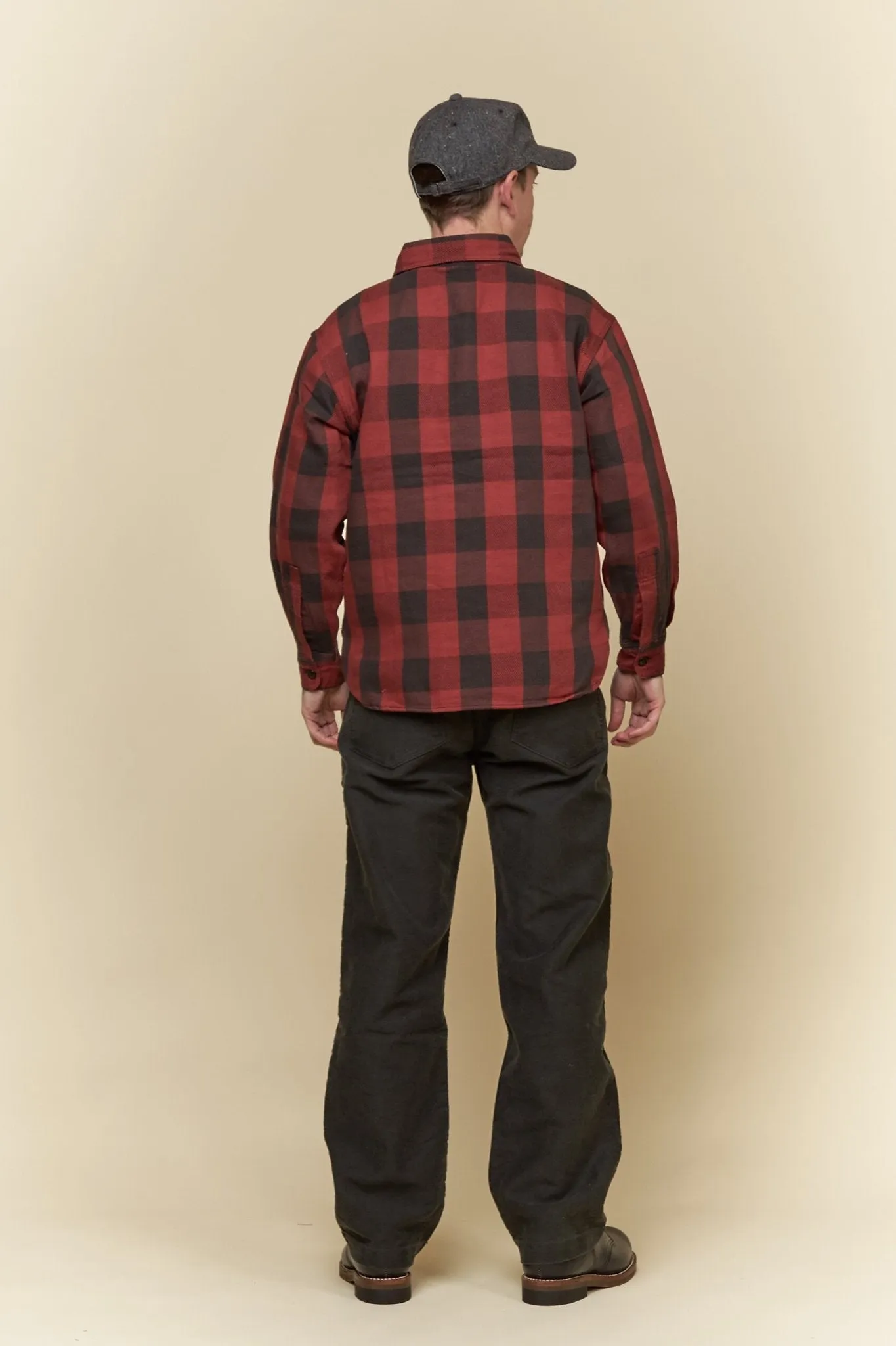 Fullcount Half Zip Pullover Classic Buffalo Check Flannel Shirt - Burgundy