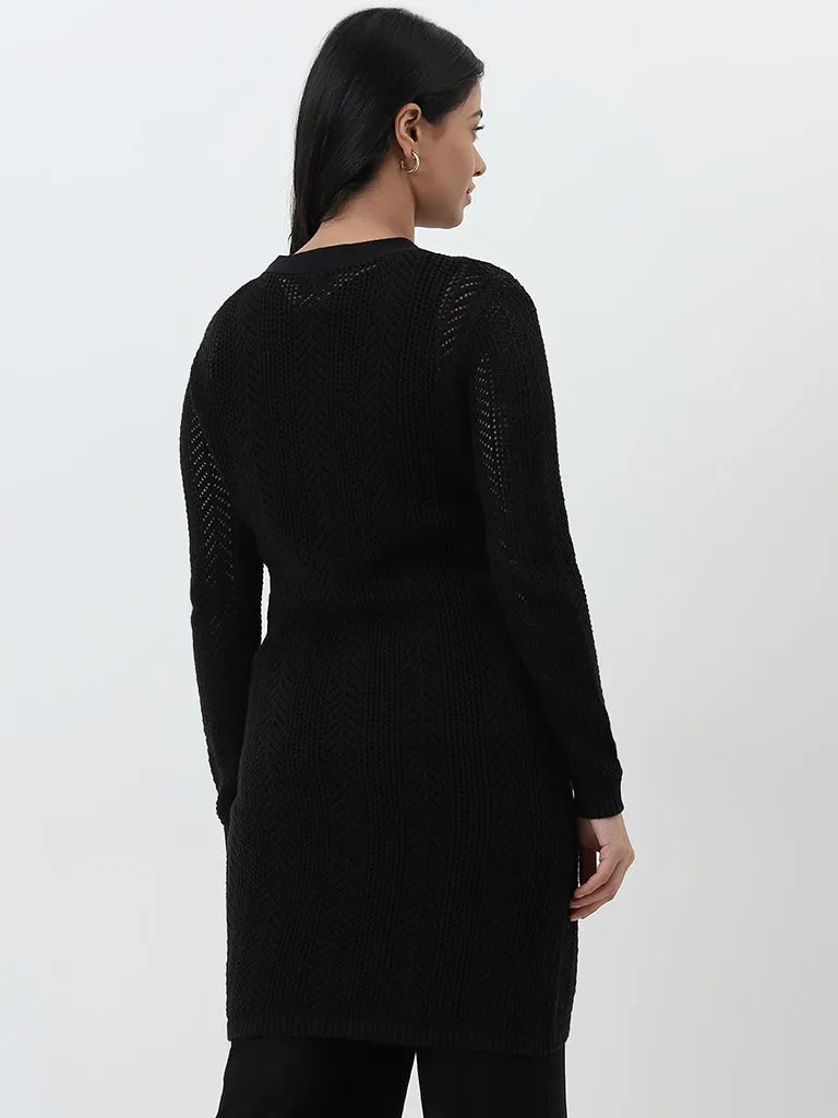 Gia Black Knitted Cotton Cardigan