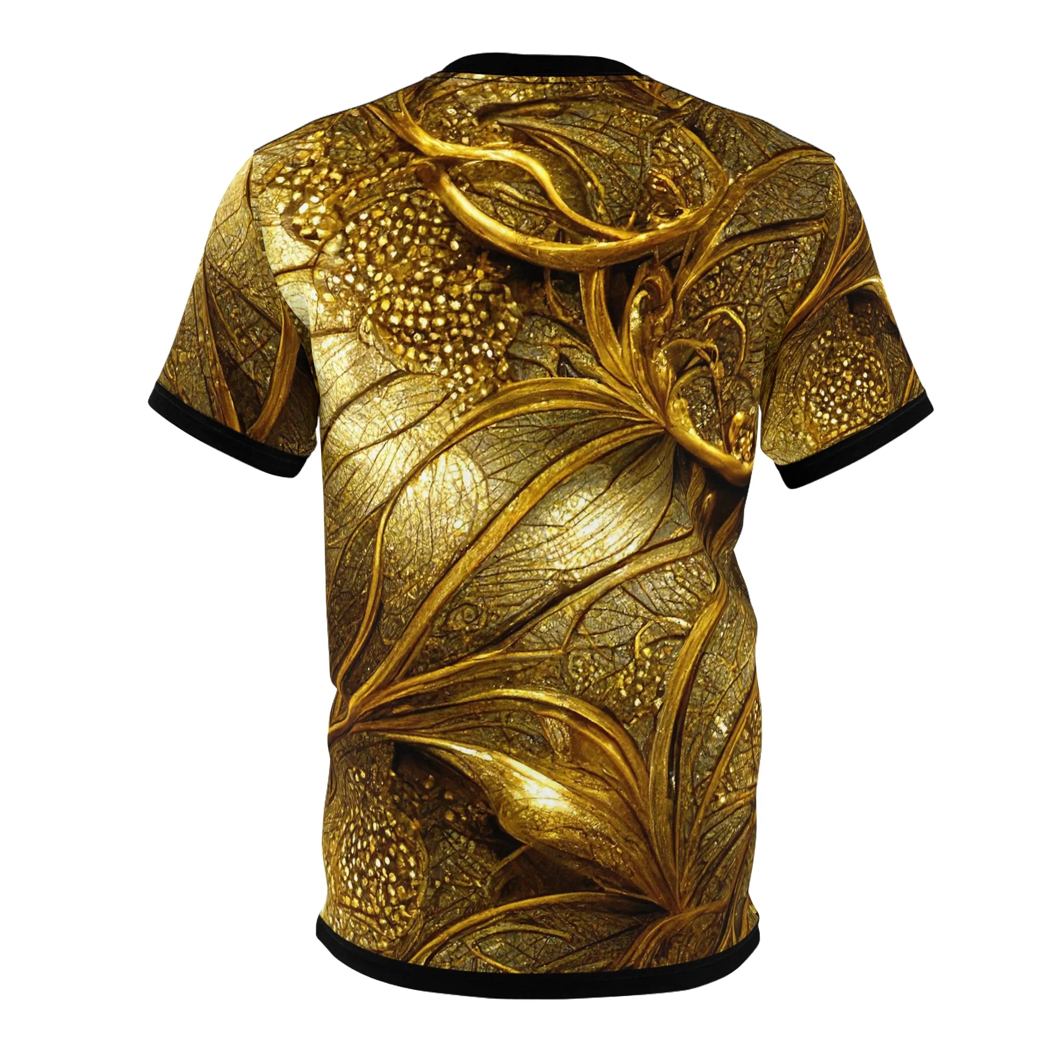 Gold Foil T-Shirt Unisex Tee All Over Print T-Shirt Decorative Gold Tee Unisex T-Shirt Gold Print Tee | X3336