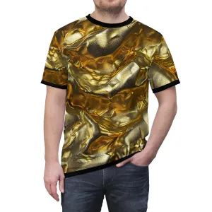 Gold Print T-Shirt Unisex All Over Print Tee Gold Foil Print T-Shirt Unisex Golden Tee | X3337