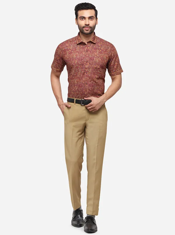 Gold Printed Slim Fit Party Wear Shirt | JB Studio