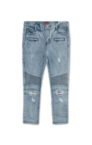 Haus of JR Clayton Distressed Biker Denim Light Blue