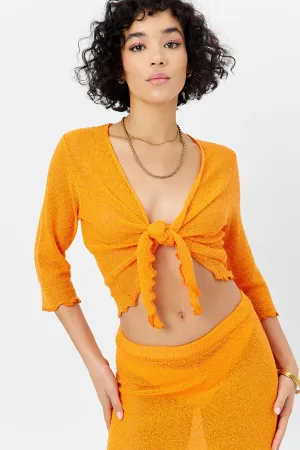 Hilary Knit Cardigan Sweater - Orange Novelty