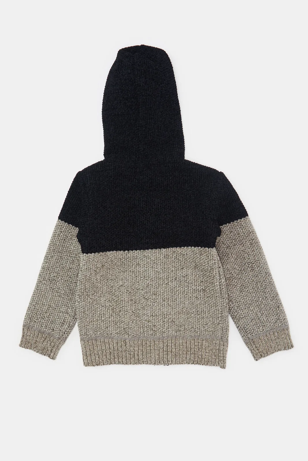 Infant Boys Black And Charcoal Hooded Cardigan