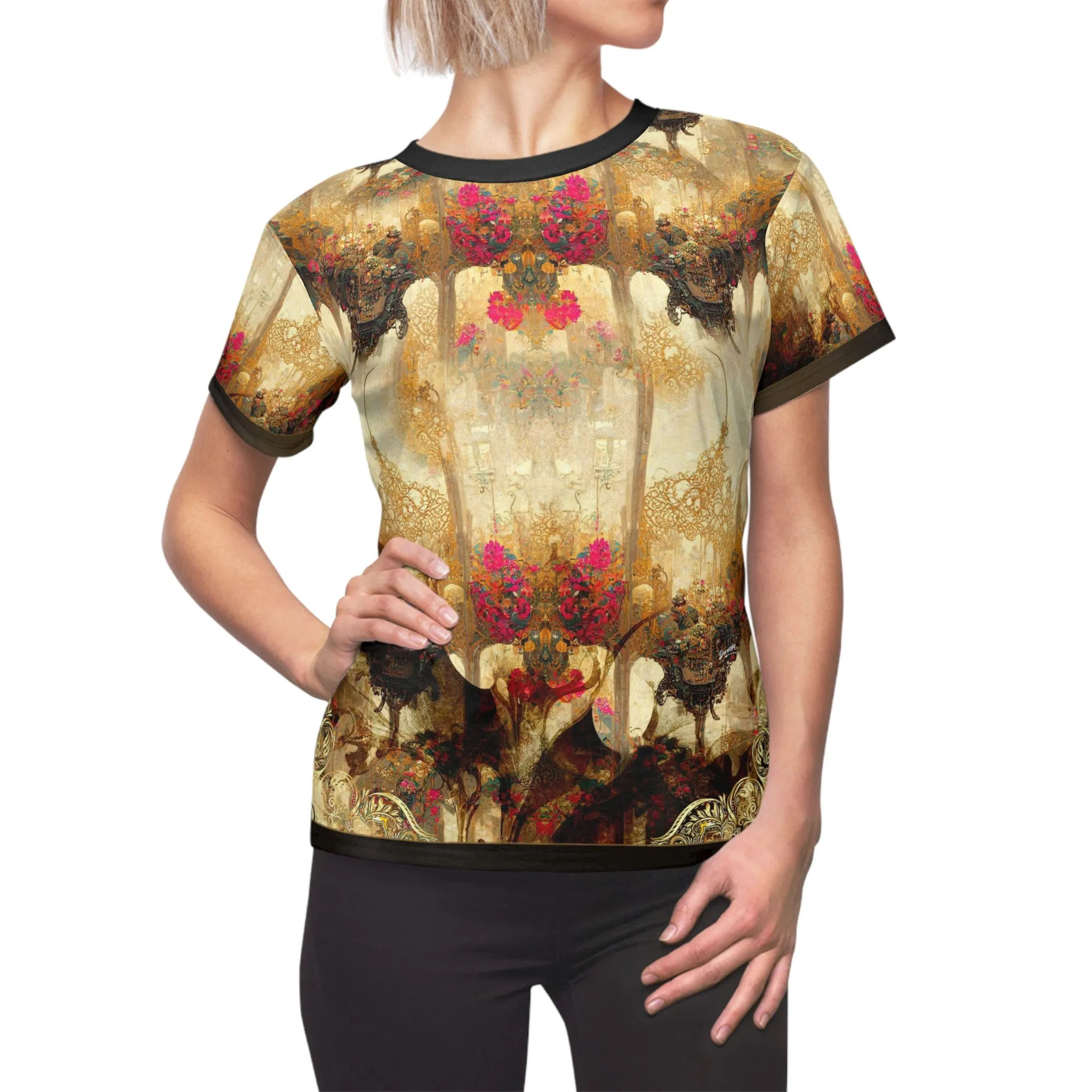 Japanese Art T-Shirt Unisex All Over Print Tee Decorative Floral T-Shirt Oriental Art Unisex T-Shirt | D20128