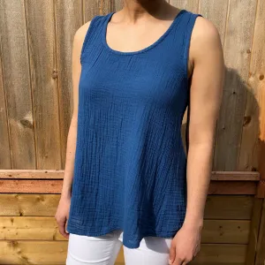 Kat Cotton Tank Top - Indigo