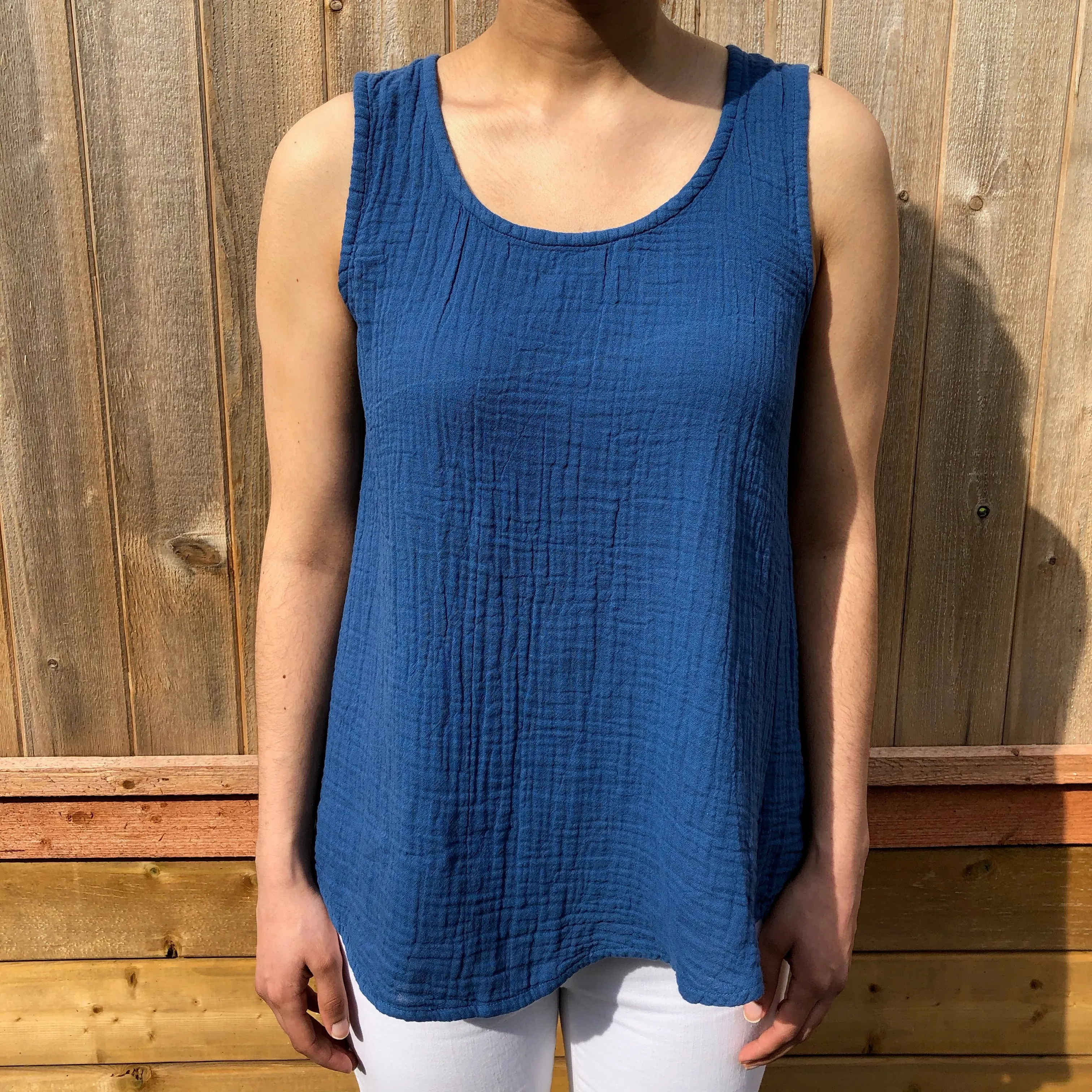 Kat Cotton Tank Top - Indigo