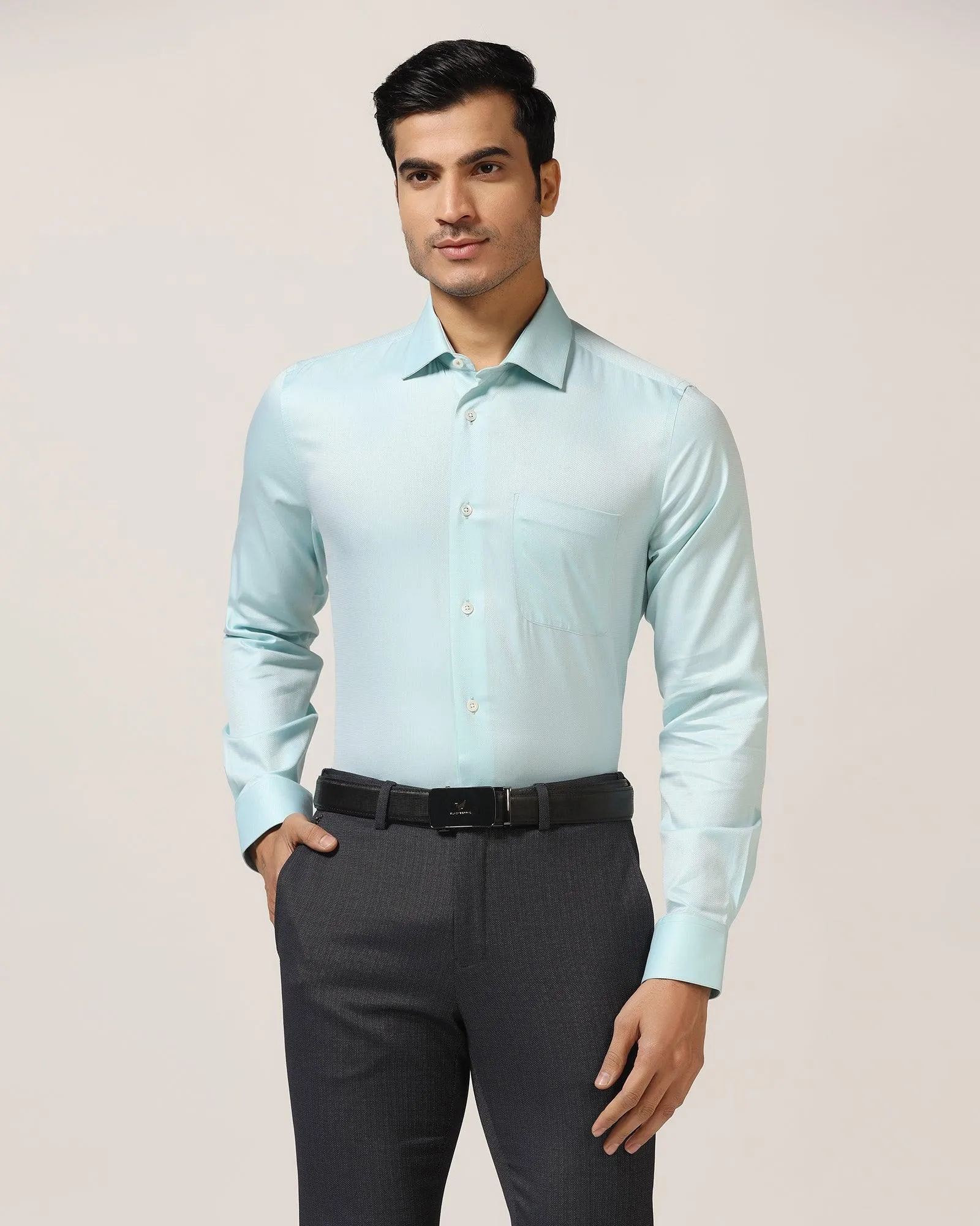 Luxe Formal Green Textured Shirt - Richmond