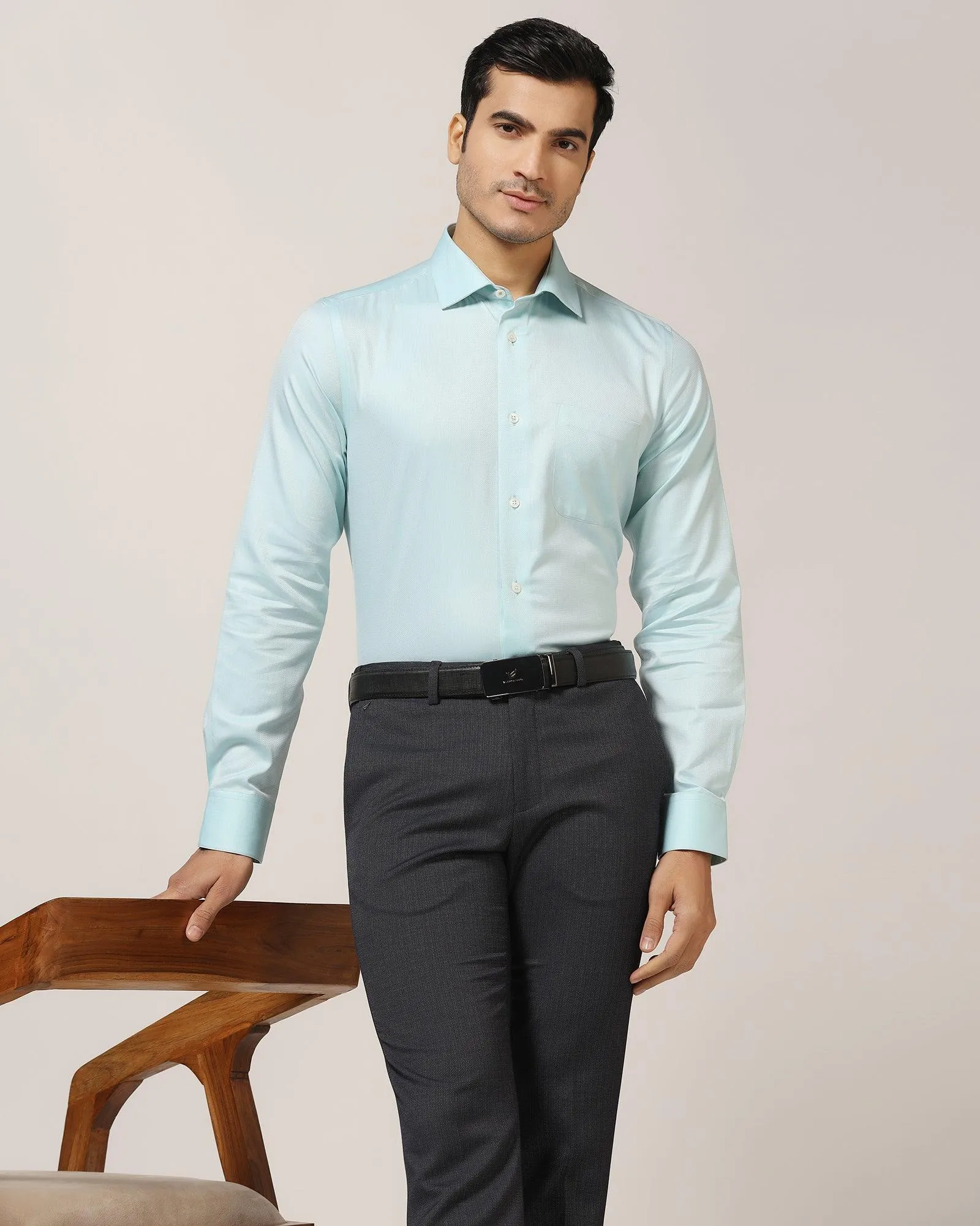 Luxe Formal Green Textured Shirt - Richmond