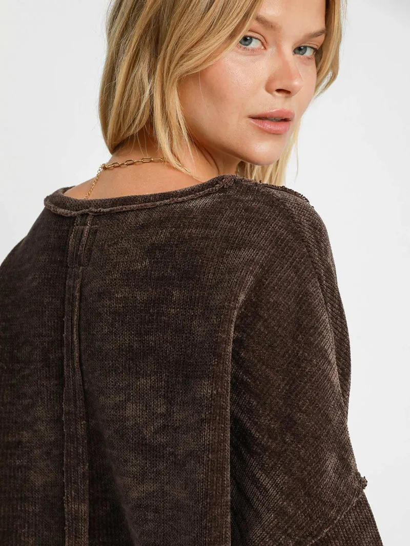 Luxe Layers Soft Knit Top - Chocolate Brown