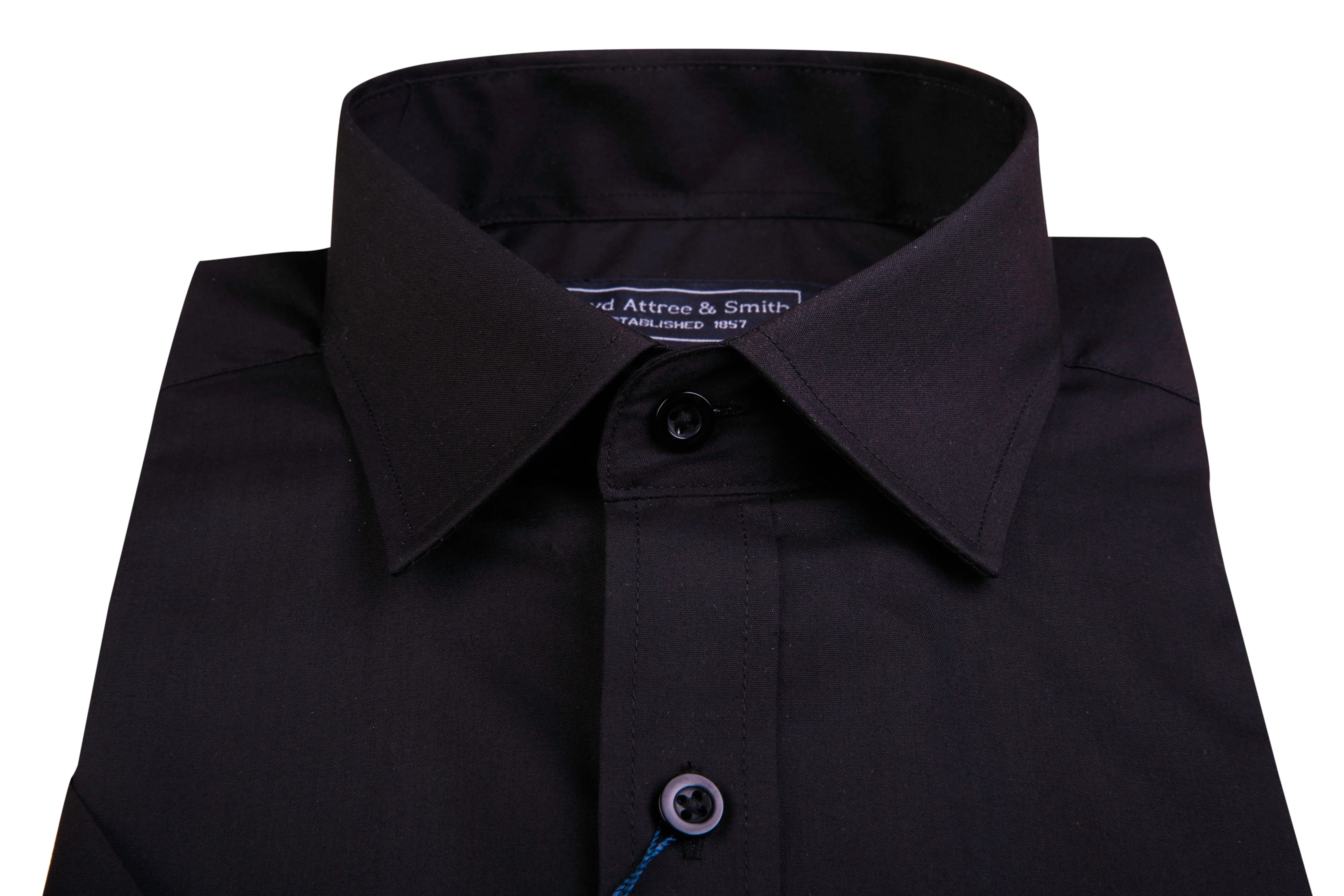 Men's Black Short Sleeve Tailored Fit Cotton Shirt