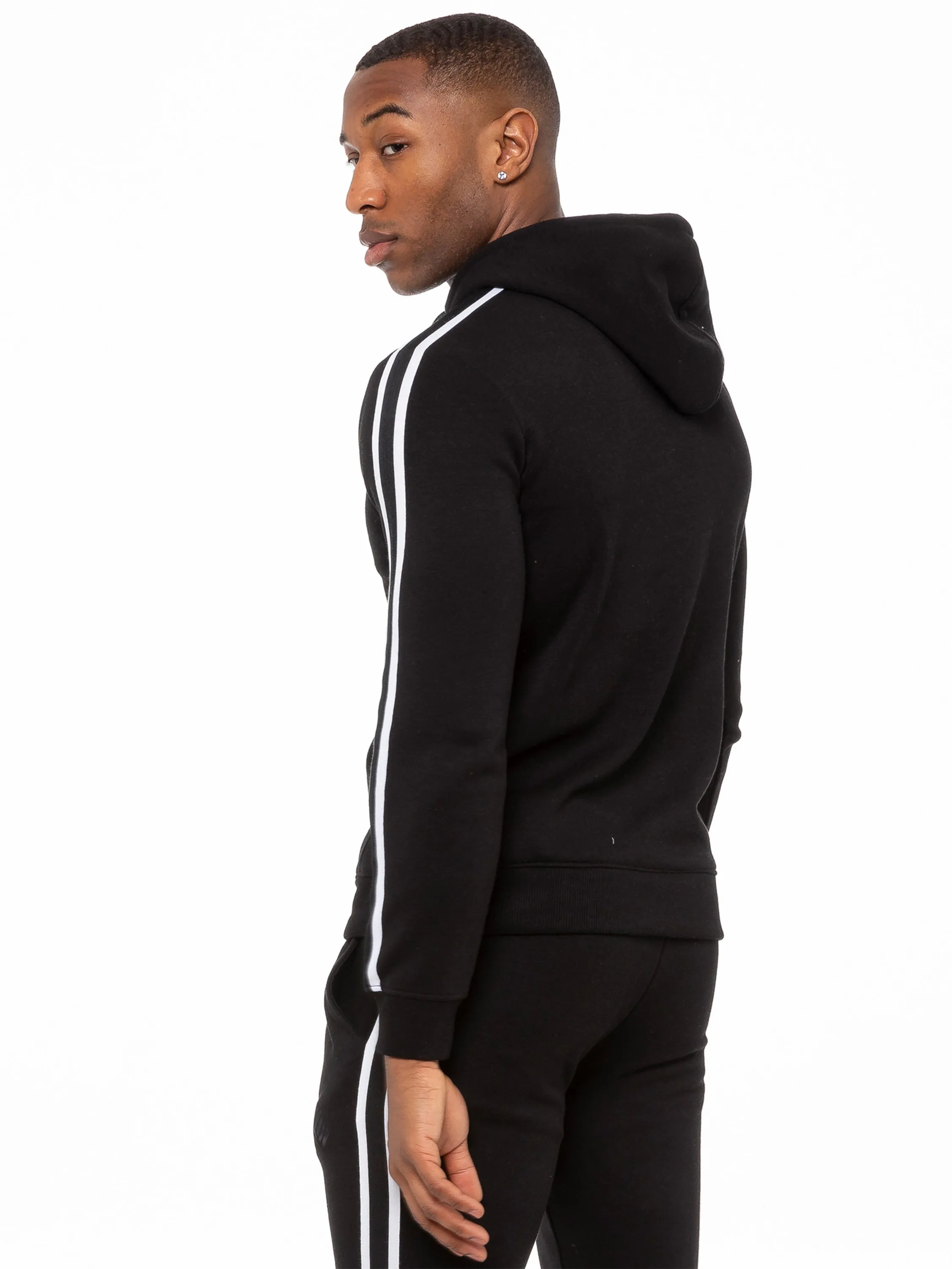 Mens Striped Fleece Pullover Hoody | Enzo Designer Menswear