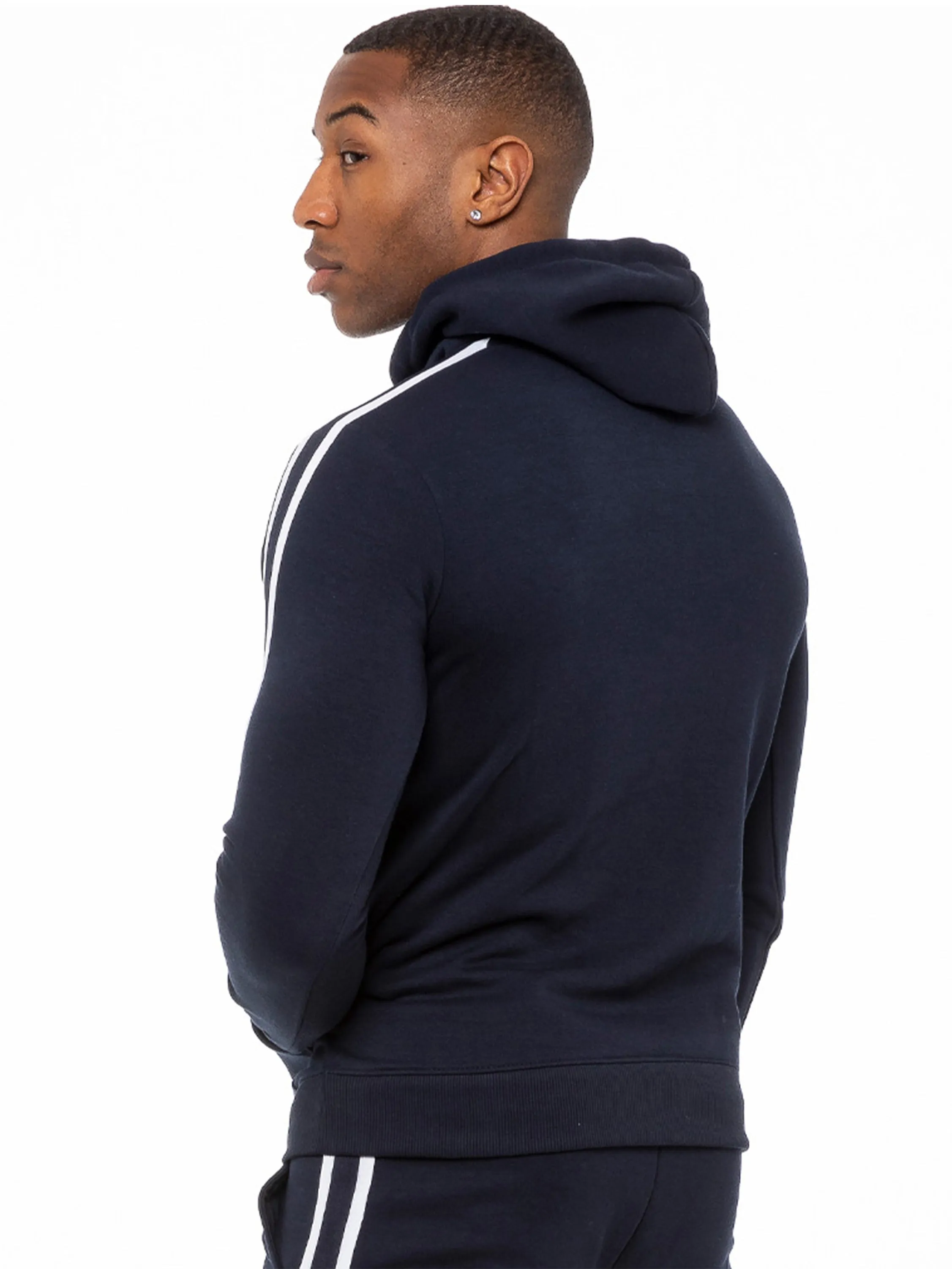 Mens Striped Fleece Pullover Hoody | Enzo Designer Menswear