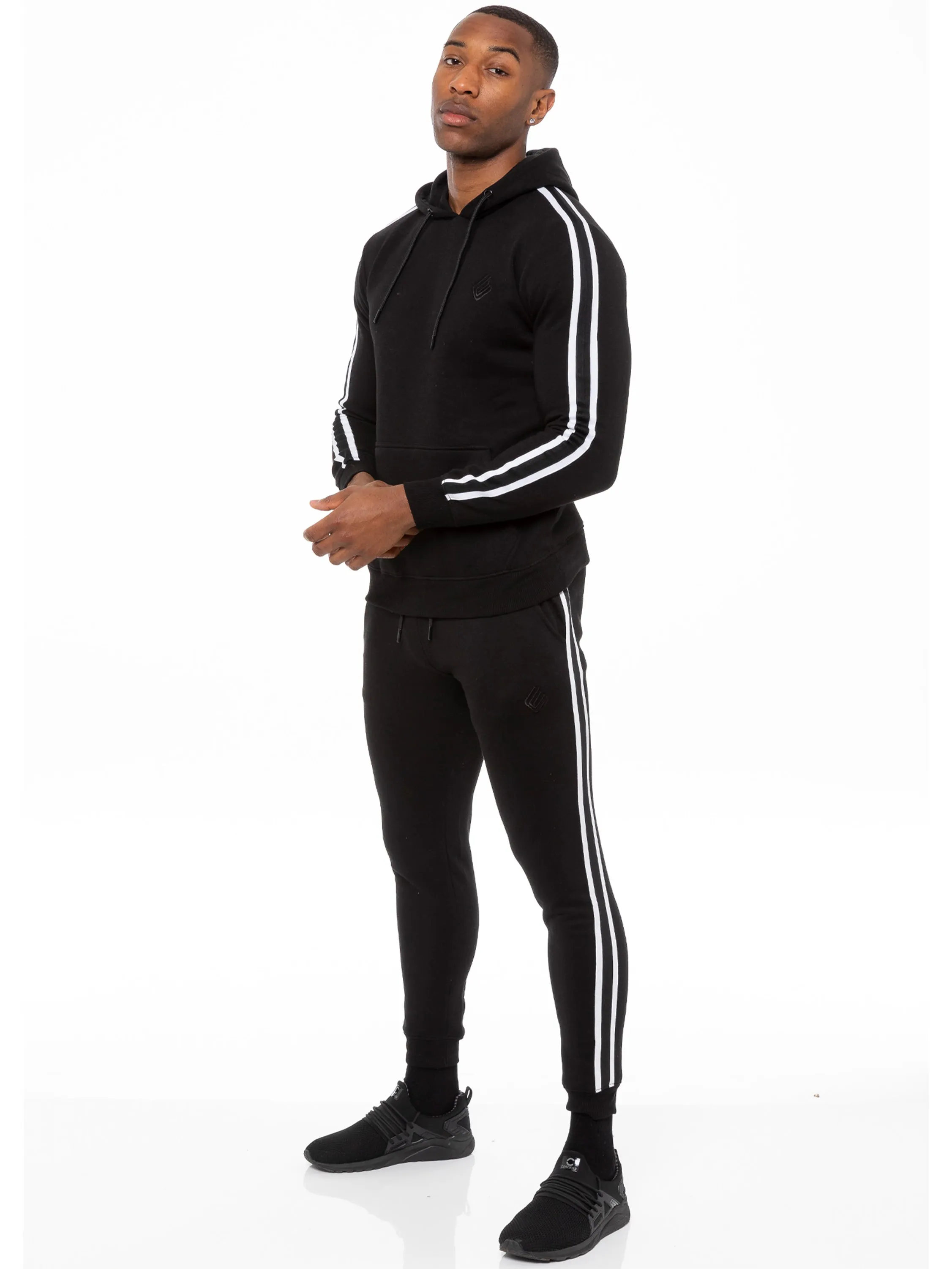 Mens Striped Fleece Pullover Hoody | Enzo Designer Menswear