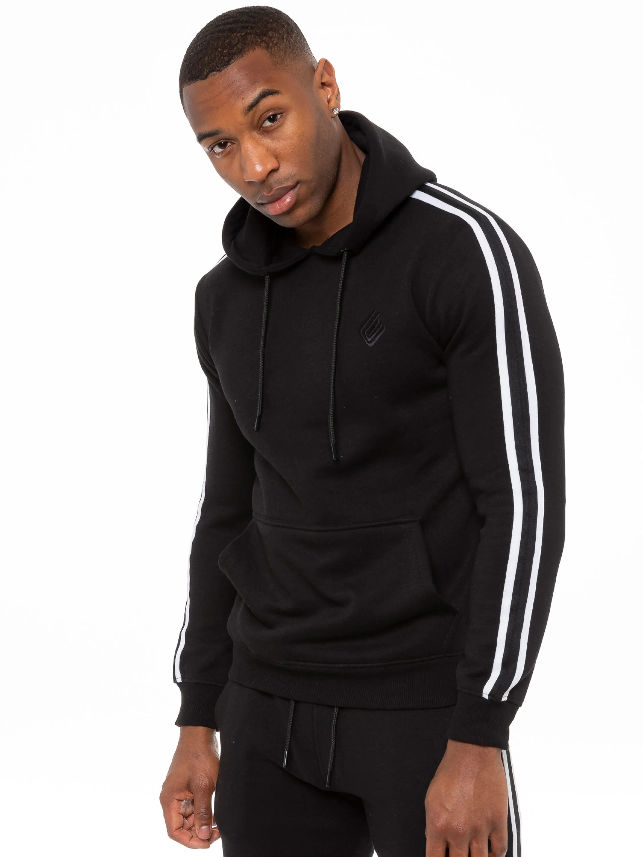 Mens Striped Fleece Pullover Hoody | Enzo Designer Menswear