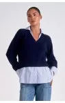 Navy/White Twofer Top by Elan