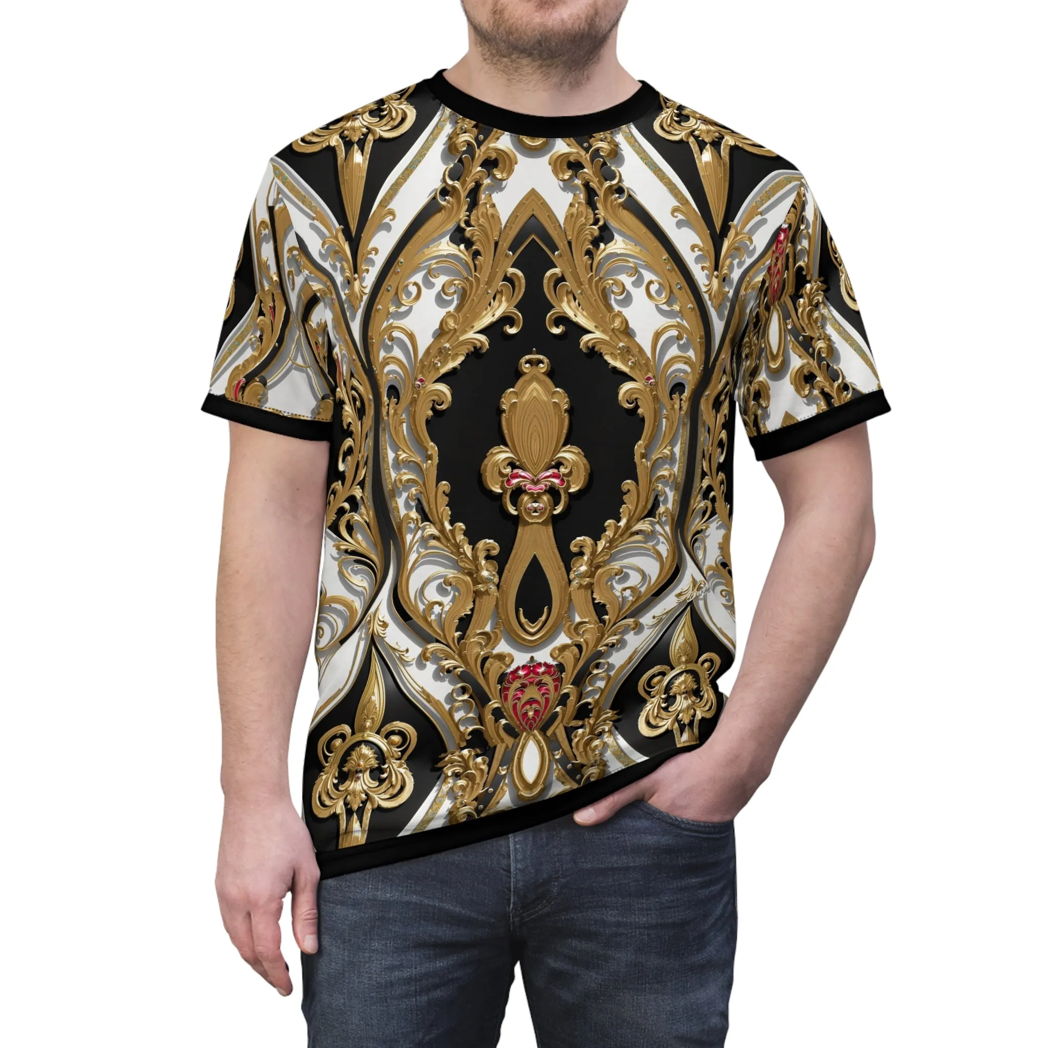 Ogee Baroque T-Shirt Unisex All Over Print Tee Golden Damask Unisex T-Shirt | D20223